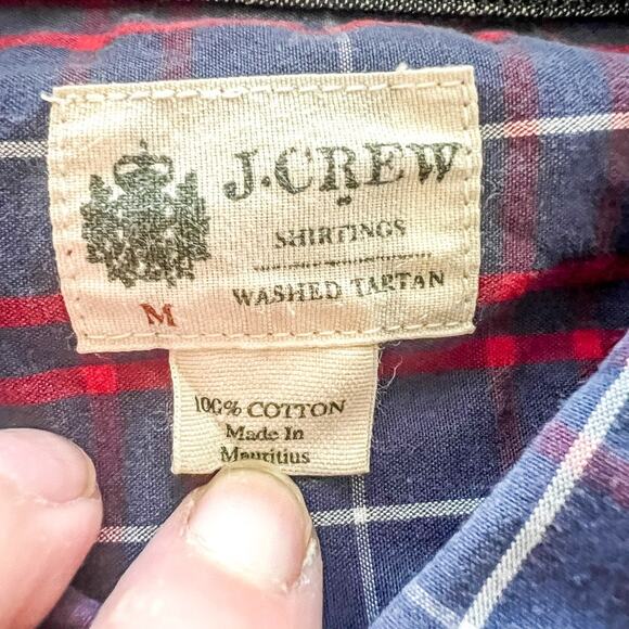 J. Crew Shirtings Washed Tartan Plaid Button Down Shirt Mens Medium 100 Cotton - Picture 4 of 8